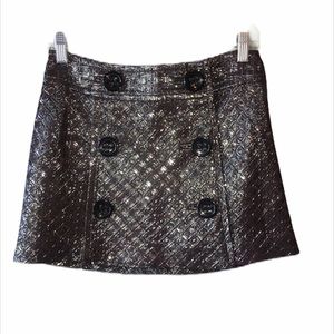 Express Design Studio Metallic Jacquard Mini Skirt 0 Y2K Party Disco Glam Mod